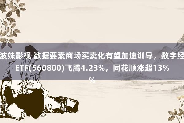 骚波妹影视 数据要素商场买卖化有望加速训导，数字经济ETF(560800)飞腾4.23%，同花顺涨超13%