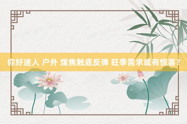 你好迷人 户外 煤焦触底反弹 旺季需求或有惊喜？