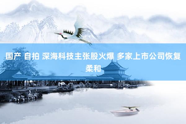 国产 自拍 深海科技主张股火爆 多家上市公司恢复柔和