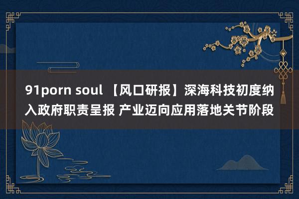 91porn soul 【风口研报】深海科技初度纳入政府职责呈报 产业迈向应用落地关节阶段